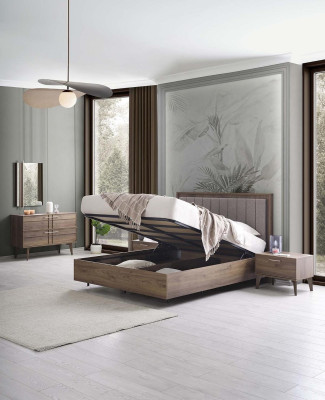 Suite Complete e Double bed Wood 5tlg Bedroom Brown Bed Modern