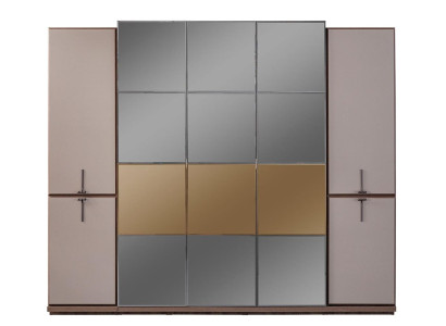 Wardrobe wardrobe design wooden cabinet with mirror gray