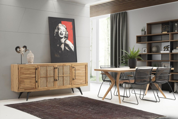 Dining set dinette Dining room Dining table Chairs Set 5pcs Brown Wood Modern