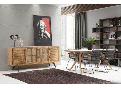 Dining set dinette Dining room Dining table Chairs Set 5pcs Brown Wood Modern