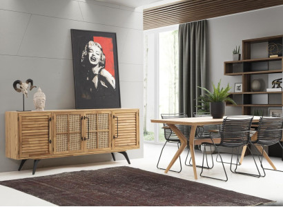 Dining set dinette Dining room Dining table Chairs Set 5pcs Brown Wood Modern