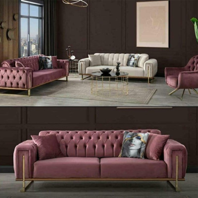 Furniture Living room Multicolored Set 2x 3-Seater Sofas and Armchair 3-piece.