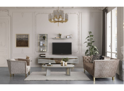 Modern Gray Living room Suite Luxury TV Wardrobe Wall Cabinets Shelves