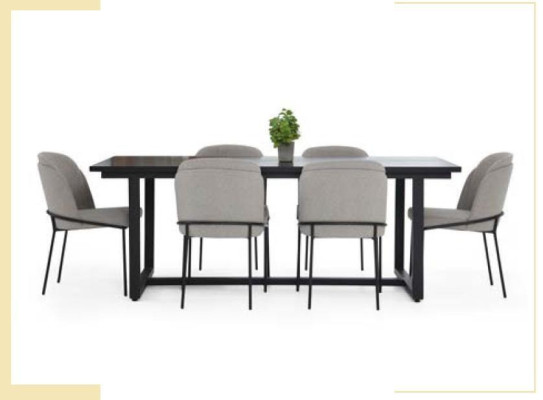 Dining corner Dining set Dining room Dining table Chairs 7-piece Wood Gray Set new