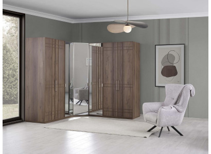 Corner Cabinet Wardrobe Wardrobe Brown Wood Mirror 7 Doors Big