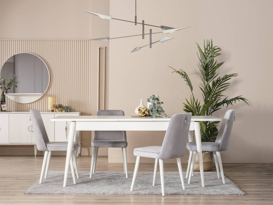 Dining room furniture Dining corner Suite 7pcs Dining room Dining table White Chairs