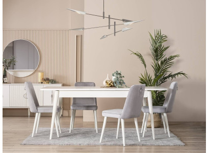 Dining room furniture Dining corner Suite 7pcs Dining room Dining table White Chairs