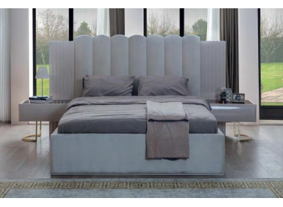 White Bedroom Set Bed Bedside tables Wooden frame Double bed 3 pieces