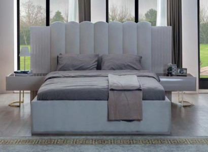 White Bedroom Set Bed Bedside tables Wooden frame Double bed 3 pieces