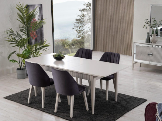 Dining set Dining table extendable Modern Dining room Set 7 pieces Gray Wood