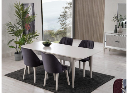 Dining set Dining table extendable Modern Dining room Set 7 pieces Gray Wood