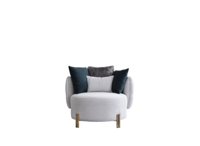 White Textile Armchair Luxury Single Seater Designer Living room Upholstery Armchair