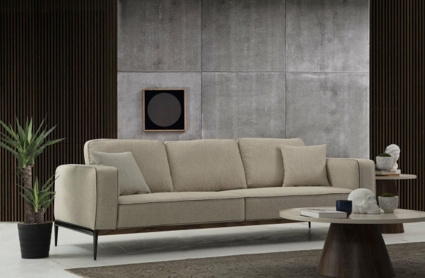 Sofa Three Seater 3 Seater Fabric Modern Sofas Design Living room Beige