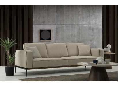Sofa Three Seater 3 Seater Fabric Modern Sofas Design Living room Beige