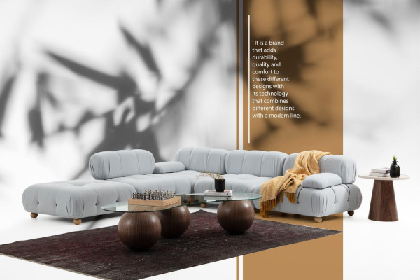 Corner sofa Sofa Fabric Living room Sofas Corner Gray Modern Polyester Design