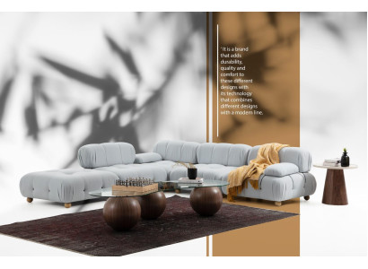 Corner sofa Sofa Fabric Living room Sofas Corner Gray Modern Polyester Design