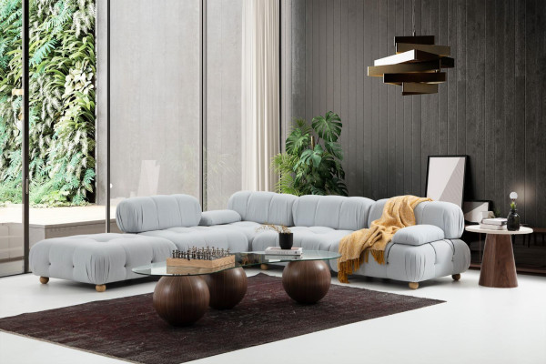 Corner sofa Sofa Fabric Living room Sofas Corner Gray Modern Polyester Design