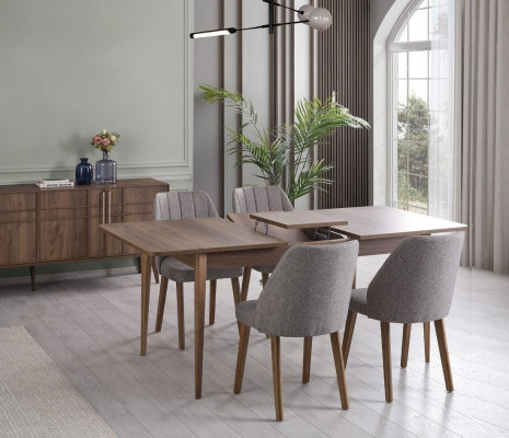 Modern Complete e Dining set Dining room Dining table Set 7-piece Dining room Brown Wood