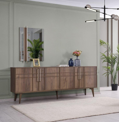 Suite Sideboard with Mirror Chest of drawers Wood Brown Dining room