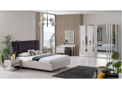 Big Bedroom Suite Double bed Bed Wood Set 7pcs White Modern