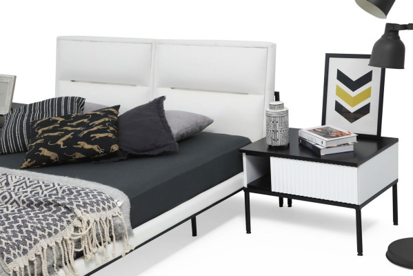 Suite Bedroom Double bed Bed Bedside tables White Set 3pcs Modern