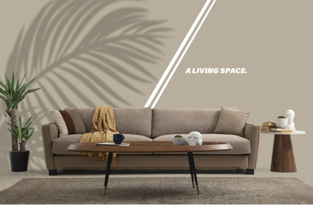 Sofa 4 Seater Four Seater Modern Fabric Beige Sofas Design Living room