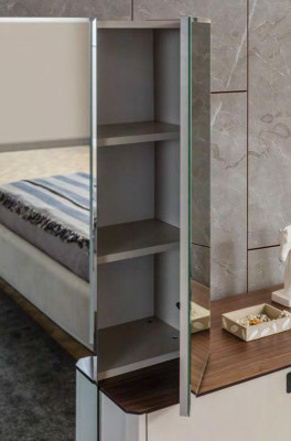 Stylish Wood Dressing table Beige Glass Table Elegant Bedroom Furniture