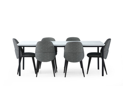 Dining room Group Dining table Chairs Table Wood Set 7pcs Gray Modern Set