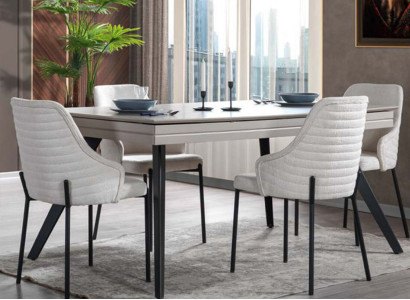 White Dining room Suite Luxurious 6x Upholstered Chairs Rectangular Table