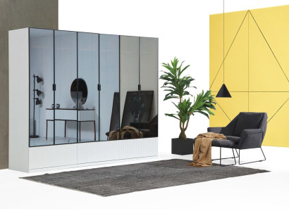 Wardrobe Wardrobe Wood Modern White Mirror Clothes Bedroom