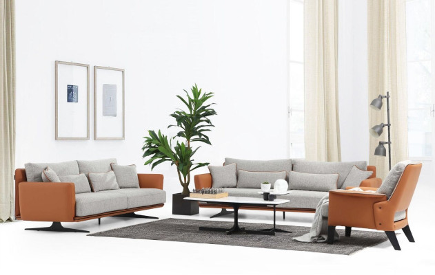 Complete e sofa set Sofa 321 Seater Fabric Orange