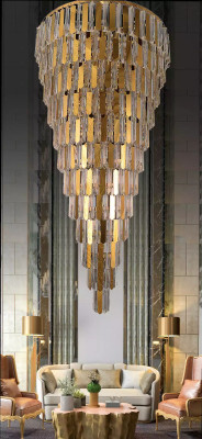 Chandelier ceiling light Gold Ceiling lamp Luster Crystal 80cm drops