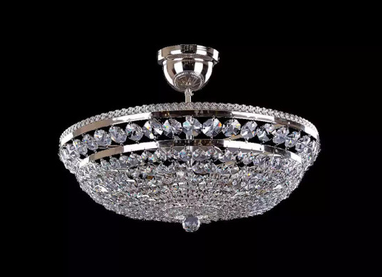 Round Silver Luxury Ceiling lamp Luster Ceiling Light Silver Chandelier Crystal