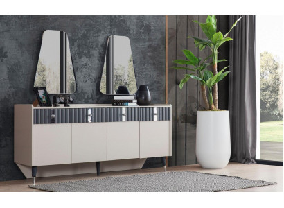 Complete e Suite Designer Beige Sideboard Sideobard 2x Mirror 3-piece set