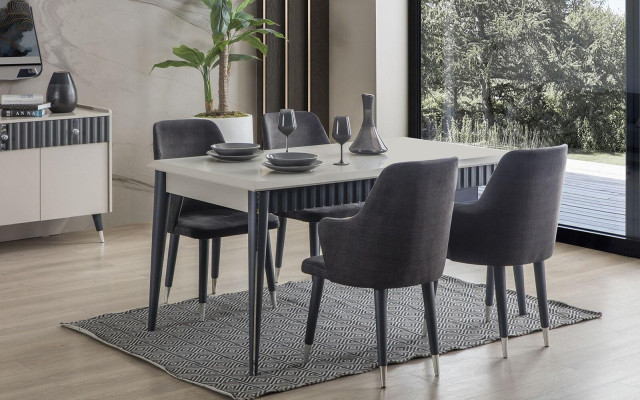 Gray Dining table Robust Dining room Designer Wooden Table Luxurious Furniture