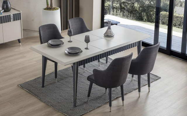 Gray Dining table Robust Dining room Designer Wooden Table Luxurious Furniture