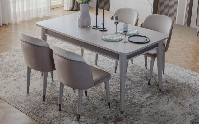 Gray Dining table Designer Dining room Furniture Extendable Wood Table new