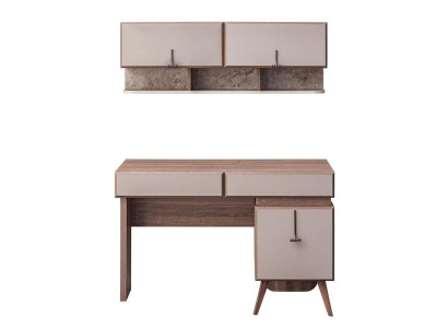 Beige Desk Luxurious Office Desk Wall Cabinet Computer Desk Set