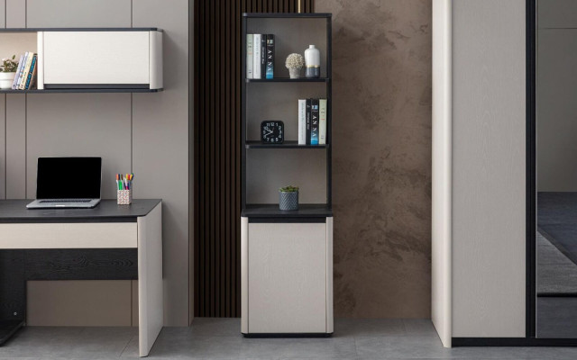 White-black Bookcase Designer Bookshelf Children Standing Shelf