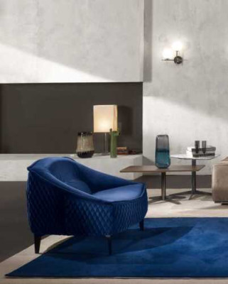 Armchair Furniture Modern Fabric Lounge Textile Luxury Seat Relax Furniture Blue Prianera