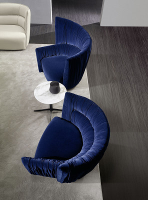 Armchair Single Seater Italian Style Upholstery Wood Textile Prianera Luxury Blue