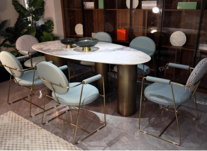 Dining room Designer Oval Dining table White Luxury stainless steel Tables Table