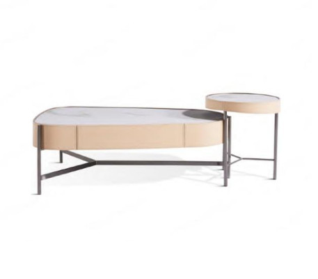 Living room Set 2x Coffee table Coffee table beige Modern Luxury stainless steel