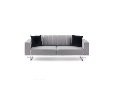 Light Gray Upholstery Three Seater Luxury Sofas Living room Stylish Couches