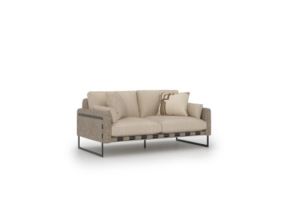 Luxury Beige Two-seater Sofa Couch Upholstery Furniture Textile Living room Furnishings