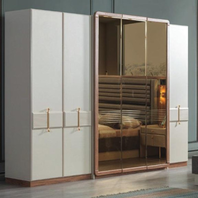 White Wardrobe Designer Wood Wardrobe Bedroom Glass Cabinet