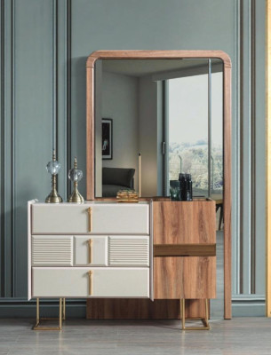 Modern Chest of drawers with Mirror Designer Chests of drawers Bedroom Suite 2pcs