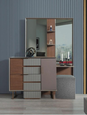 Modern Bedroom Suite Dressing table with Mirror Stool 3-piece set