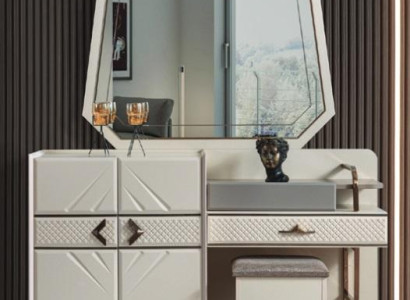 White Bedroom Suite Luxury Furniture Dressing table with Upholstery Stool