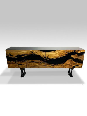 TV stand sideboard TV cabinet lowboard living room epoxy resin wood brown